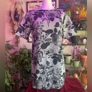 Zara black and gray floral tshirt dress - Size 10